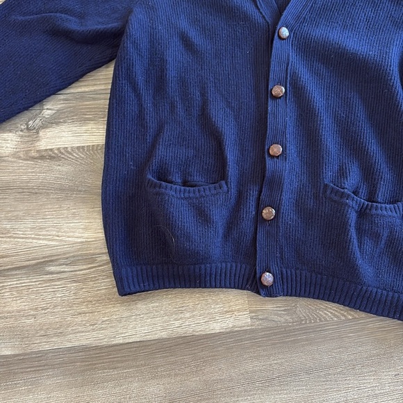 MCM Vtg Gleneagles Knitwear Co. 100% Cashmere Cardigan Navy Blue Scotland Rare - Picture 9 of 14